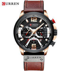 Military Leather Chronograph Watch