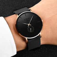 LIGE Matte Black Mens Watch