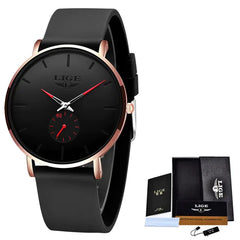 LIGE Matte Black Mens Watch