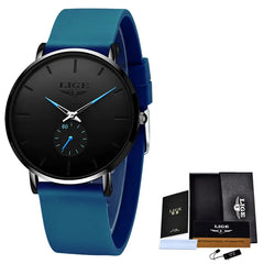 LIGE Matte Black Mens Watch