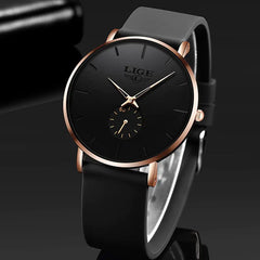 LIGE Matte Black Mens Watch