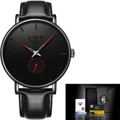 LIGE Matte Black Mens Watch