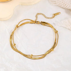 Stainless Steel Gold Double-Layer Anklet