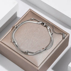 Stainless Steel Gold Double-Layer Anklet