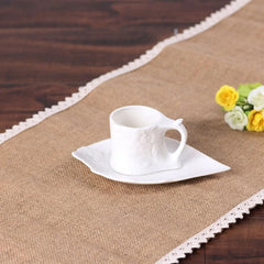 Vintage Burlap Lace Table Runner