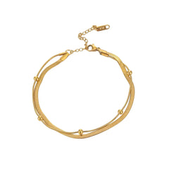 Stainless Steel Gold Double-Layer Anklet