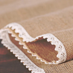 Vintage Burlap Lace Table Runner