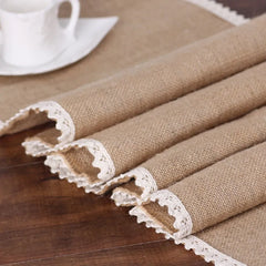 Vintage Burlap Lace Table Runner