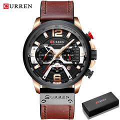 Military Leather Chronograph Watch