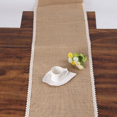 Vintage Burlap Lace Table Runner